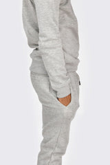Grey Fleece Basic Crew Neck Tracksuit