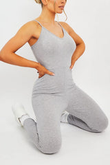 Grey Jersey Cami Scoop Neck Jumpsuit 