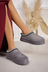 Grey Slip on Platform Slippers