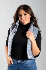 Grey Cropped Puffer Gilet
