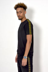 Men Black Greek Diamond Striped T-Shirt