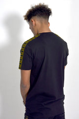 Men Black Greek Diamond Striped T-Shirt