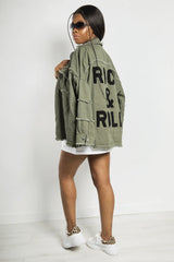 Khaki Rock And Roll Denim Jacket Pre Order