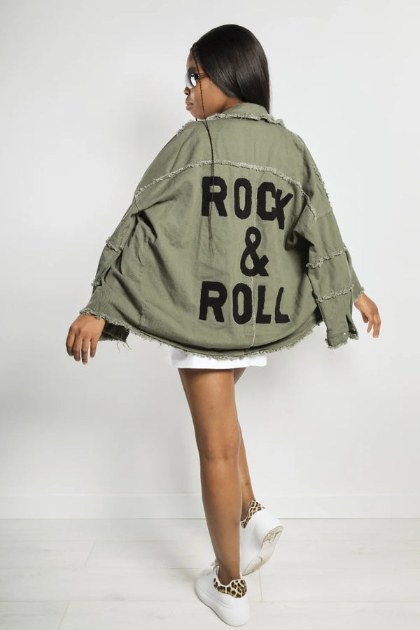 Khaki Rock And Roll Denim Jacket Pre Order