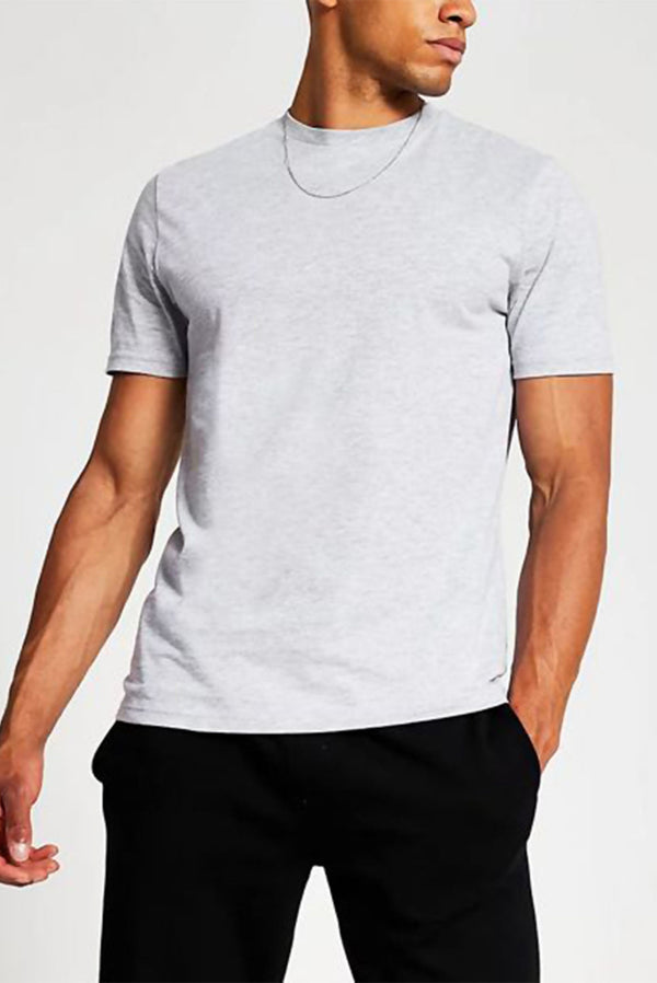 Mens Grey Basic Crew Neck T-Shirt