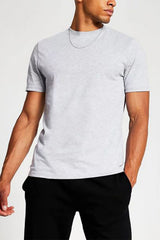 Mens Grey Basic Crew Neck T-Shirt