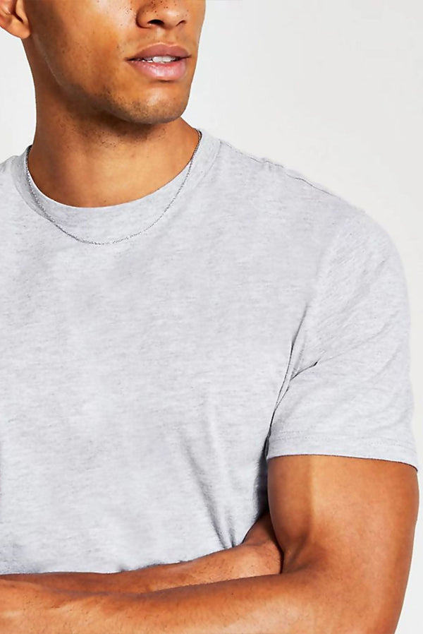 Mens Grey Basic Crew Neck T-Shirt