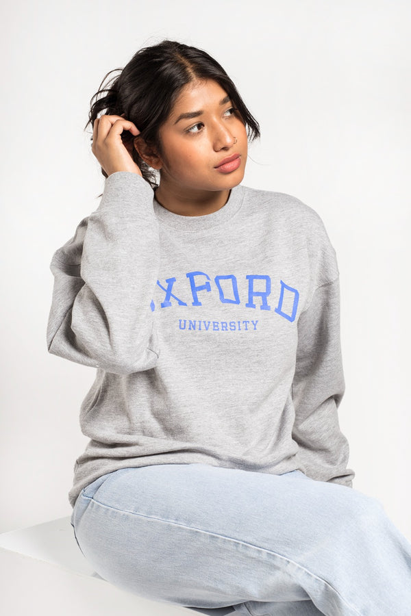 Grey Oxford University Oversized Sweatshirt