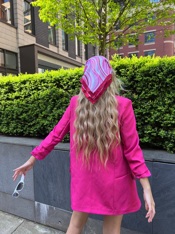 Pink Swirl Print Satin Bandana