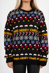 Christmas Contrast Print Knitted Jumper