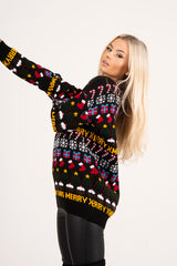 Christmas Contrast Print Knitted Jumper