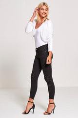Black Frayed Hem Skinny Jeans