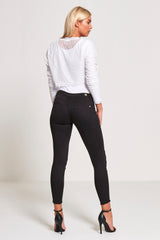 Black Frayed Hem Skinny Jeans