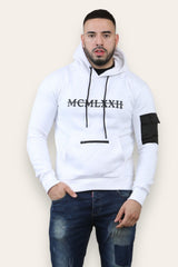 Roman Numerals White Printed Array Hoodie