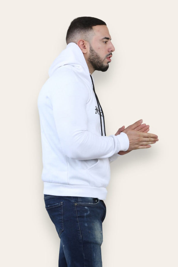 Roman Numerals White Printed Array Hoodie