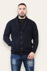 Ink Mens Shawl Neck Button Up Half Stitch Cardigan
