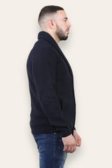 Ink Mens Shawl Neck Button Up Half Stitch Cardigan