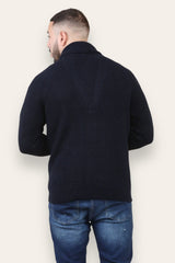 Ink Mens Shawl Neck Button Up Half Stitch Cardigan