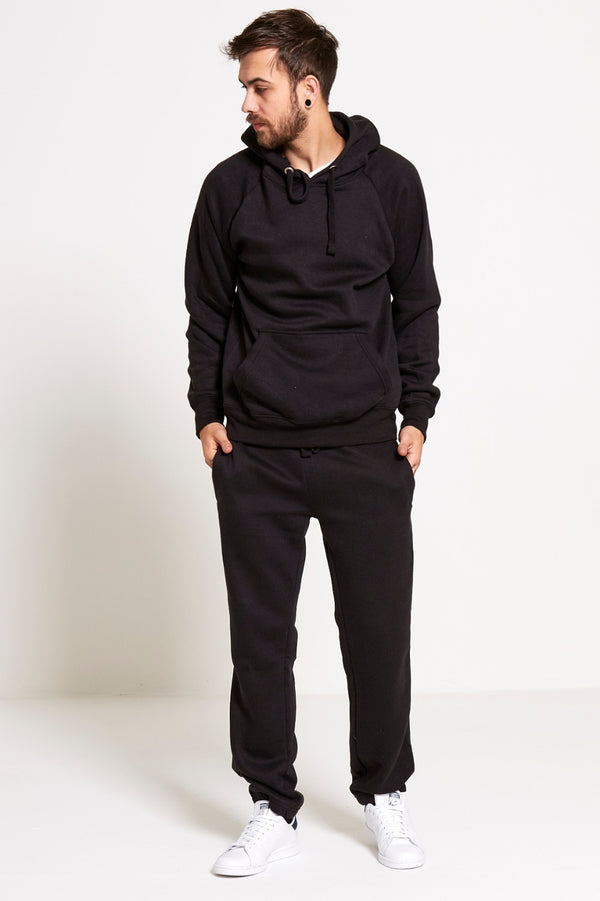 Black Basic Pullover Hood Tracksuit