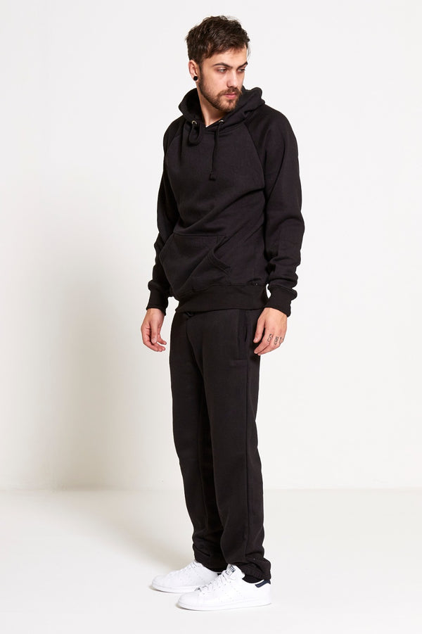 Black Basic Pullover Hood Tracksuit