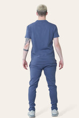 Mens Blue Waffle Pattern Polo Short Sleeve Shirt and Trouser Set