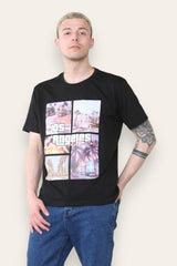 Mens Black Los Angeles South Cali Printed T-Shirt