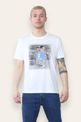 Mens Cream Skate Bear Printed T-Shirt