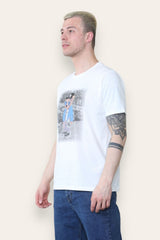 Mens Cream Skate Bear Printed T-Shirt