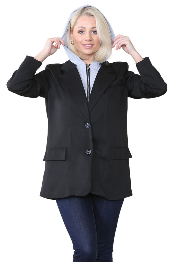 Black Oversized Double Breasted Casual Blazer