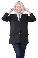 Black Oversized Double Breasted Casual Blazer