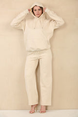 Beige Cross Crucifix Hoodie And Sweatpants Lounge Set