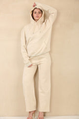 Beige Cross Crucifix Hoodie And Sweatpants Lounge Set