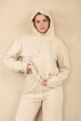 Beige Cross Crucifix Hoodie And Sweatpants Lounge Set