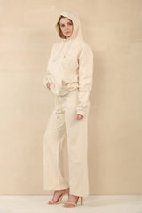 Beige Cross Crucifix Hoodie And Sweatpants Lounge Set