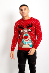 Mens Rudolph Pom Nose Christmas Jumper