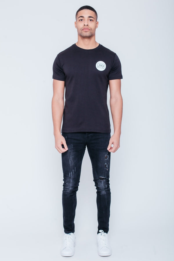 Mens Black JYO Logo Printed T-Shirt