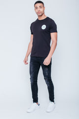 Mens Black JYO Logo Printed T-Shirt