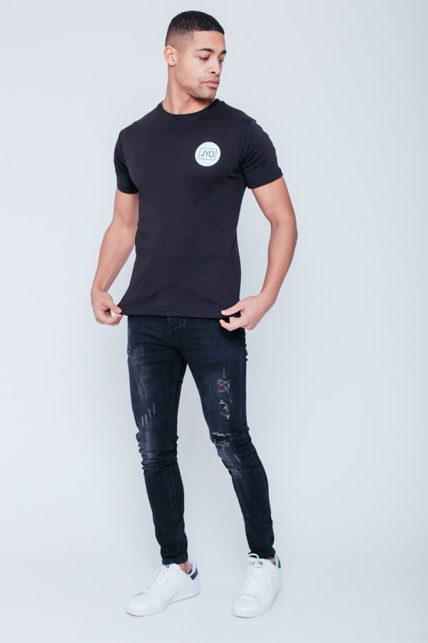 Mens Black JYO Logo Printed T-Shirt