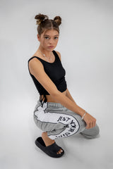 Grey Jyo Slogan Print Jogger With Contrast Side Stripe
