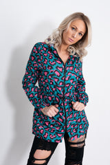 Jade Green Leopard Print Festival Rain Mac