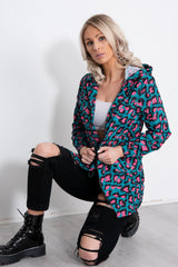 Jade Green Leopard Print Festival Rain Mac