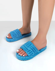  Blue Towelling Slippers