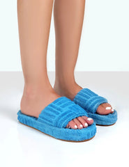  Blue Towelling Slippers