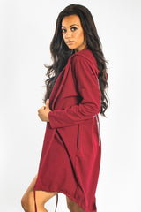 Wine Sequin Angel Wings Hooded Cardigan