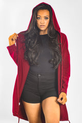 Wine Sequin Angel Wings Hooded Cardigan