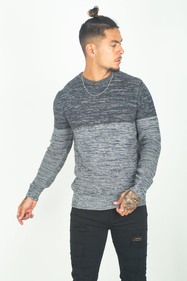 Mens Navy Double Tone Jumper