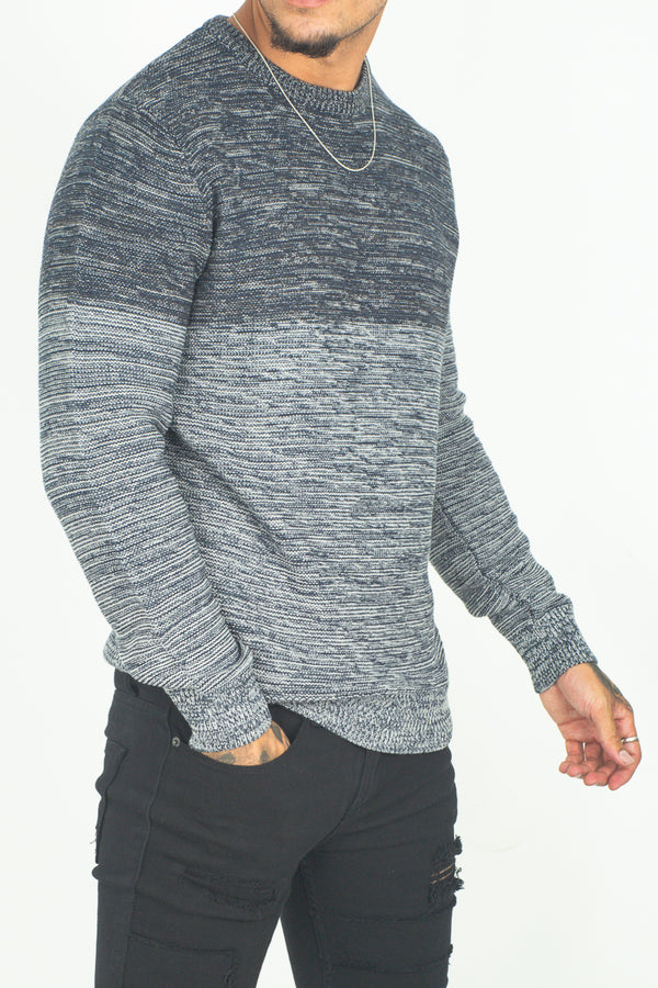 Mens Navy Double Tone Jumper