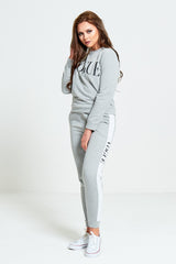 Grey Vogue Print Tracksuit Set