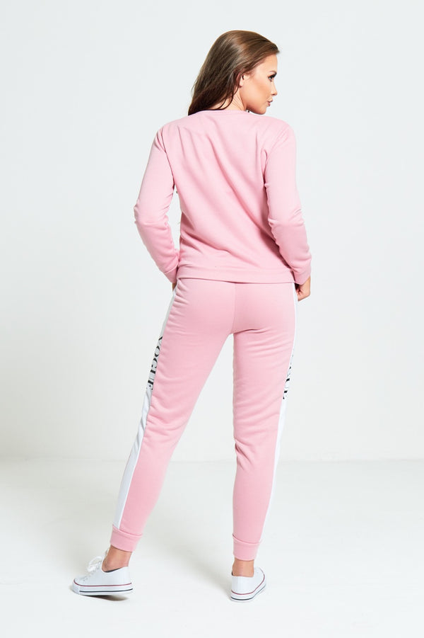 Pink Vogue Print Tracksuit Set
