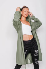 Khaki Sequin Rock And Roll Hooded Cardigan